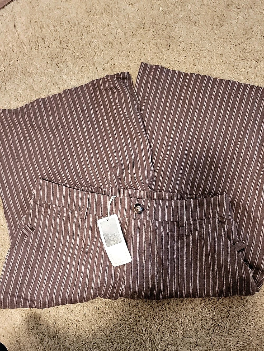 BSUBSEACH Women's Striped Cotton Wide Leg Pants Brown